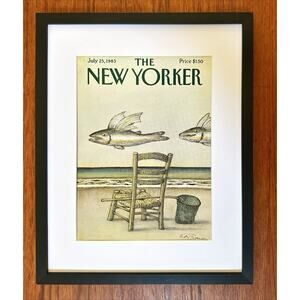 Framed 1983 The New Yorker Magazine July 25 Cover Andre Francois Flying Fish